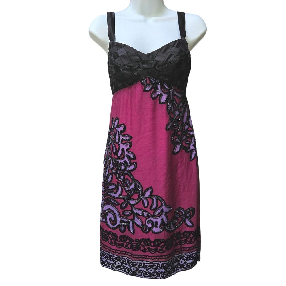Hale Bob Y2K Whimsi Fairy Eclectic Beaded Silk Velvet Burnout Babydoll Dress S